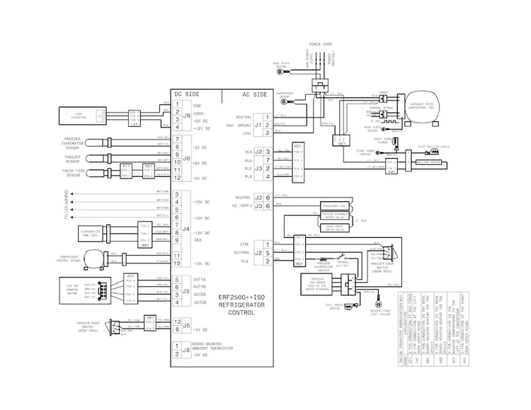 Wiring Schematic Diagram and Parts List for 25370423411  Kenmore Refrigerator