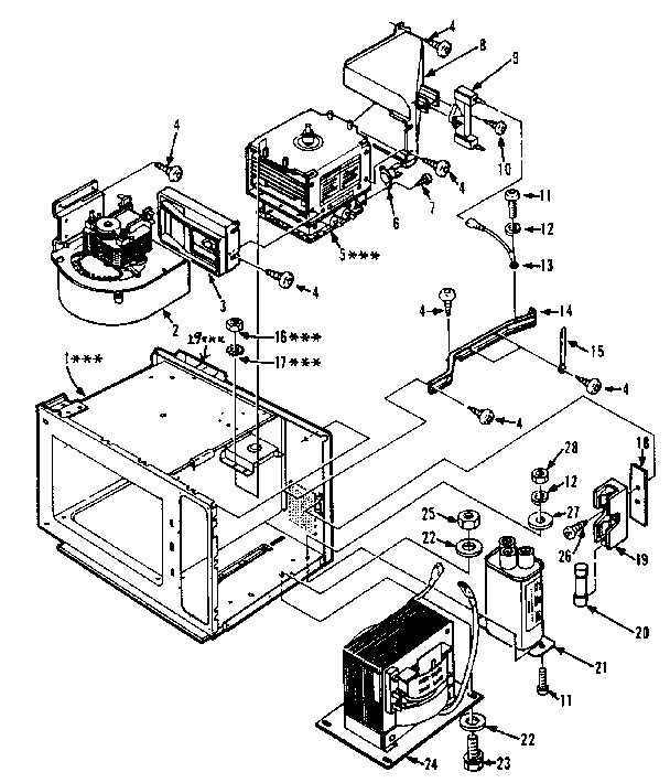 Cavity Parts Diagram and Parts List for 5649947710  Kenmore Microwave