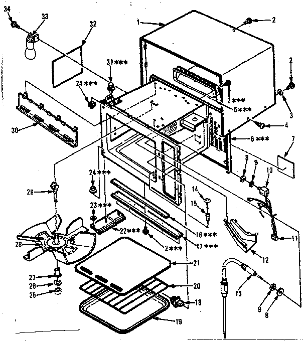 Cabinet Diagram and Parts List for 5648888610  Kenmore Microwave