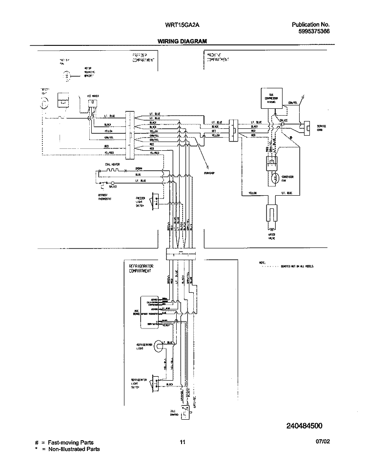 WIRING DIAGRAM Diagram and Parts List for WRT15GA2AQ1  Westinghouse Refrigerator