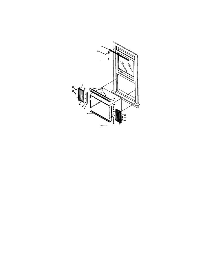 Window Mounting Diagram and Parts List for FAC054J7A2  Frigidaire Air Conditioner