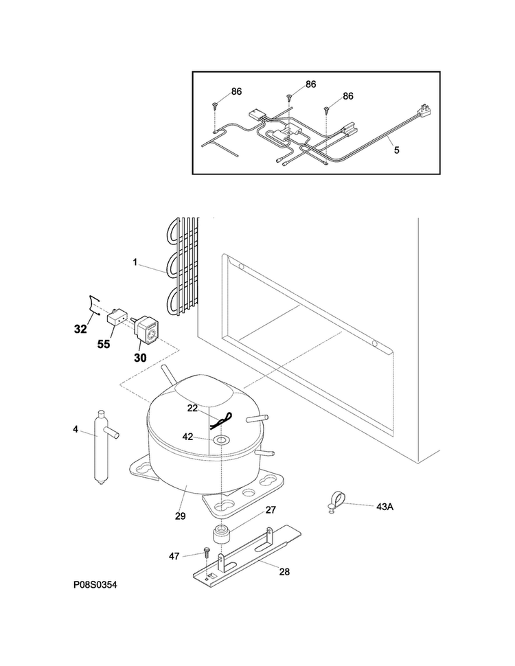 System Diagram and Parts List for FFFC11M4QWA  Frigidaire Freezer