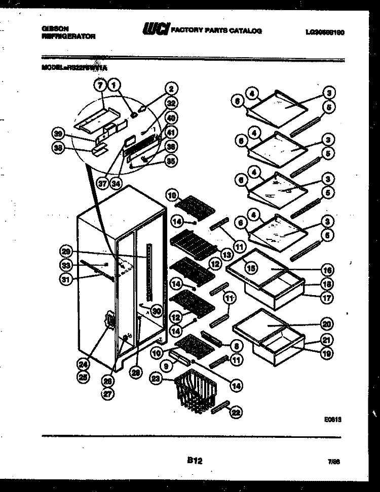 SHELVES AND SUPPORTS Diagram and Parts List for RS22F8WV1A  Gibson Refrigerator