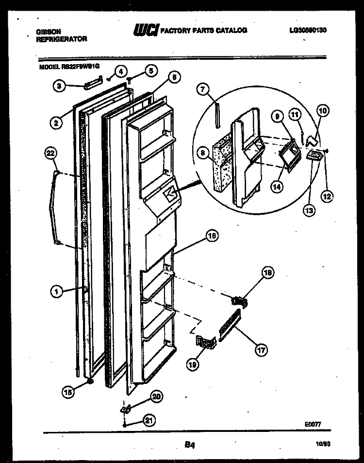 FREEZER DOOR PARTS Diagram and Parts List for RS22F9WS1G  Gibson Refrigerator