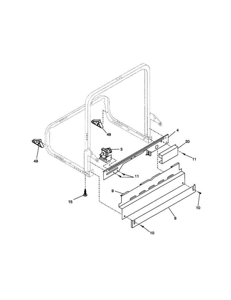 Frame Diagram and Parts List for FDB836GFB6  Frigidaire Dishwasher