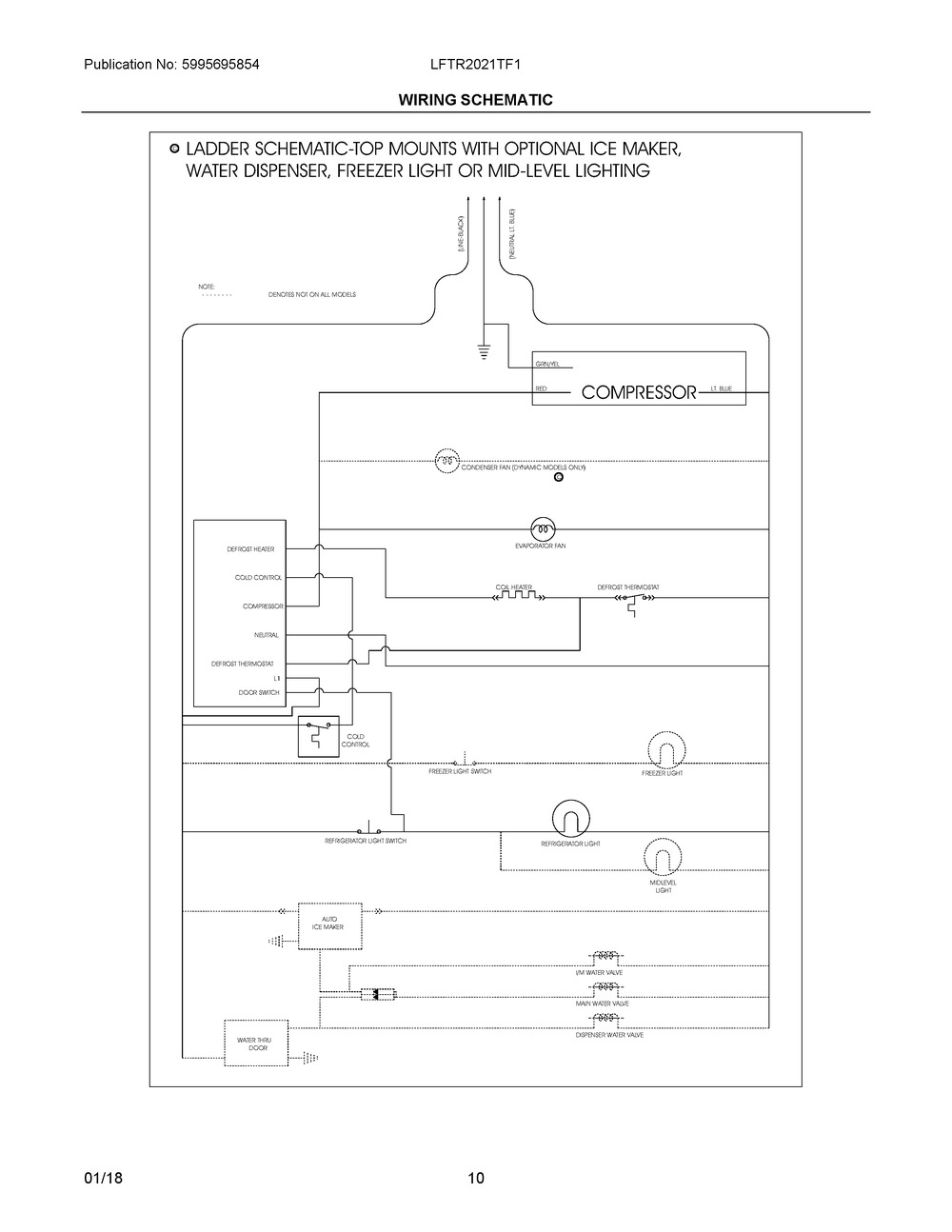 Wiring Schematic Diagram and Parts List for LFTR2021TF1  Frigidaire Refrigerator