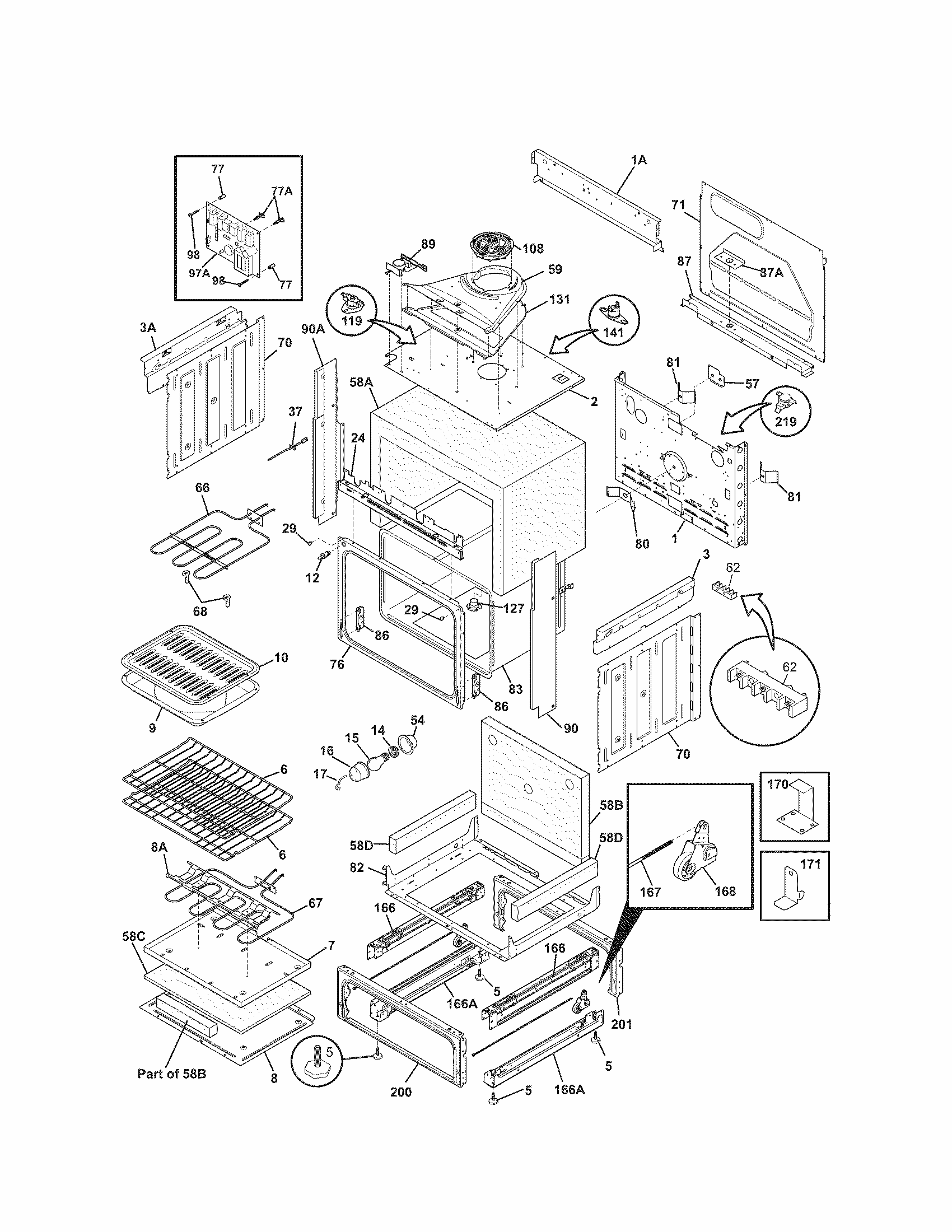Body Diagram and Parts List for 79046899904  Kenmore Range