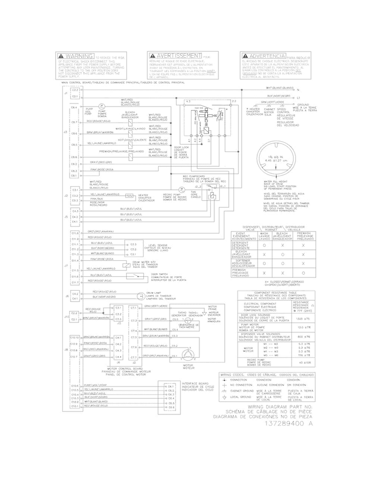 Wiring Diagram Diagram and Parts List for FAFS4174NR0  Frigidaire Washer
