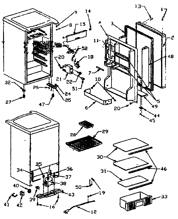 Cabinet Parts Diagram and Parts List for 56494443500  Kenmore Refrigerator