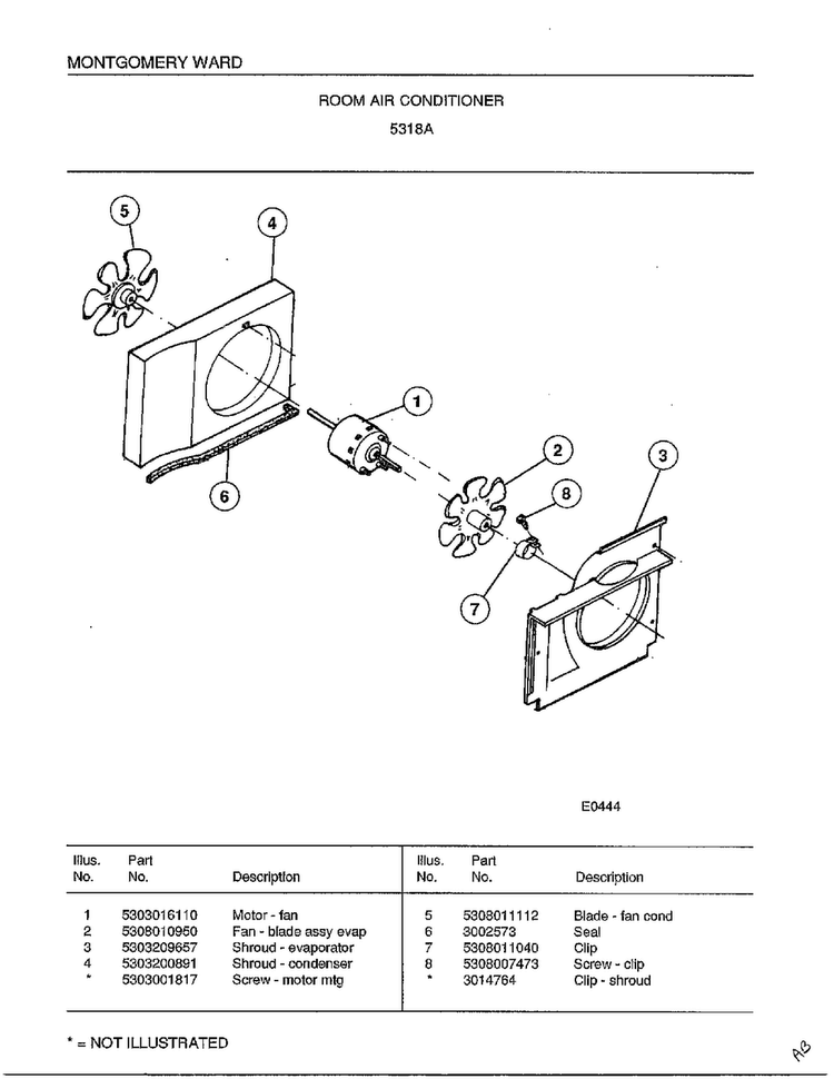 Room Air Conditioner Page 3 Diagram and Parts List for 5318A  Frigidaire Air Conditioner