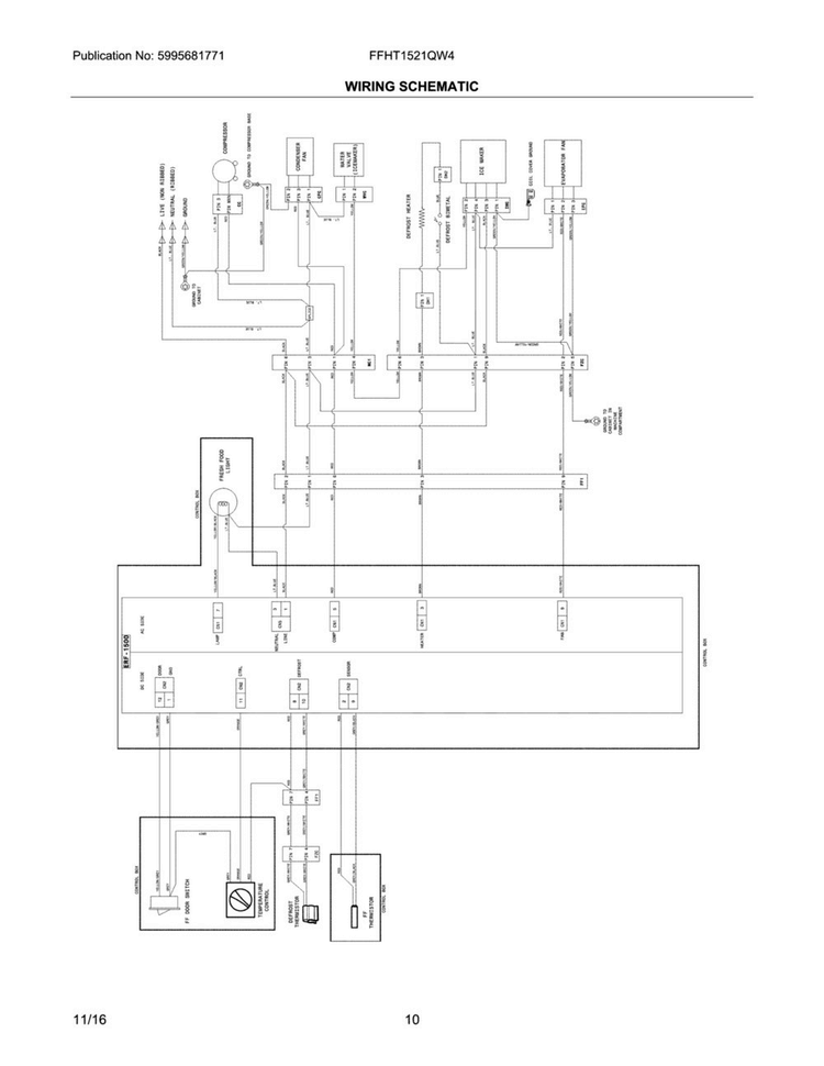 Wiring Schematic Diagram and Parts List for FFHT1521QW4  Frigidaire Refrigerator