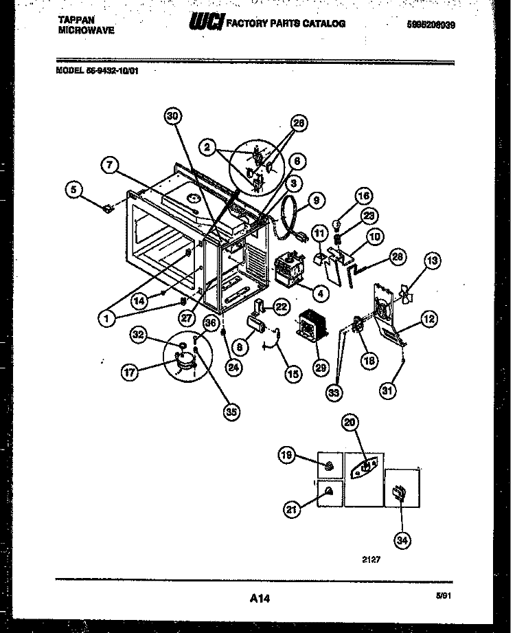 FUNCTIONAL PARTS Diagram and Parts List for 56-9432-10-01  Tappan Microwave