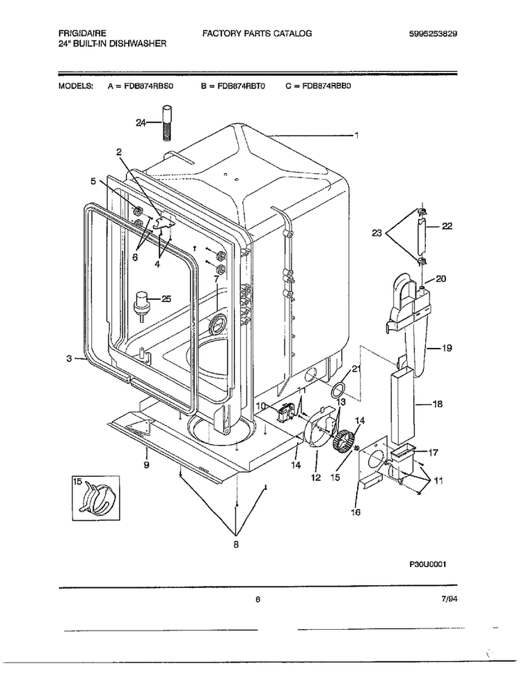 24" Built In Dishwasher Page 5 Diagram and Parts List for 787  Frigidaire Dishwasher
