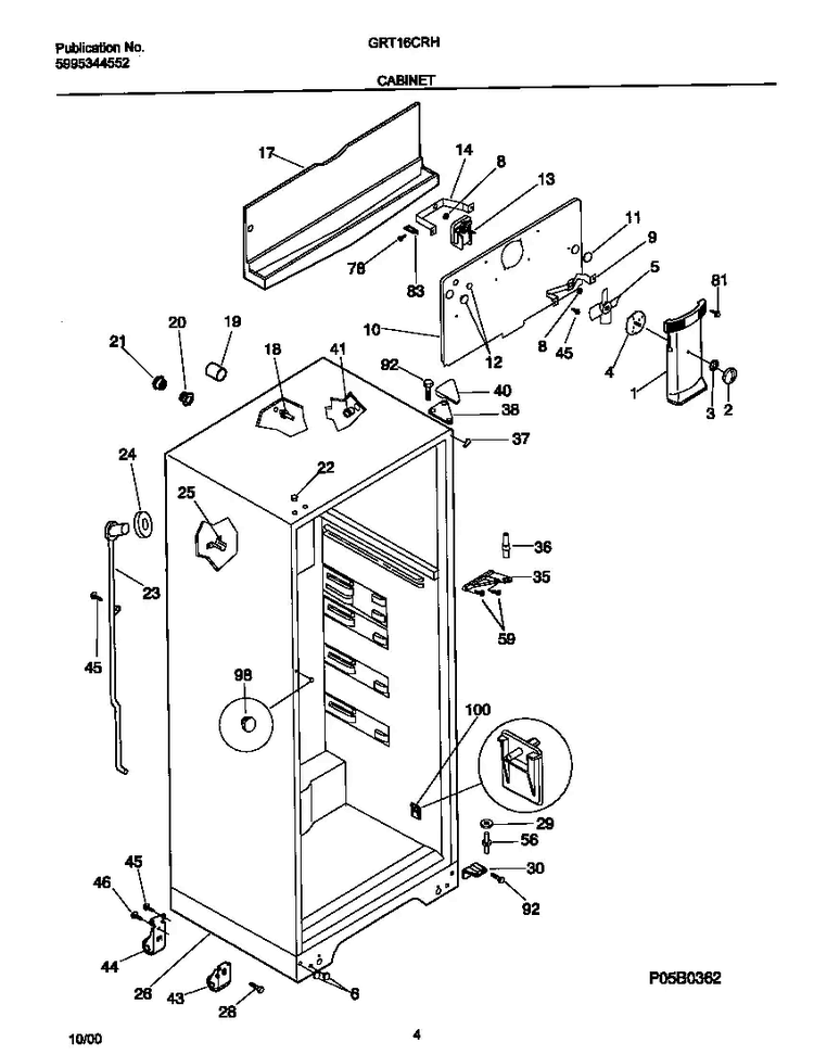 Cabinet Diagram and Parts List for GRT16CRHZ6  Gibson Refrigerator