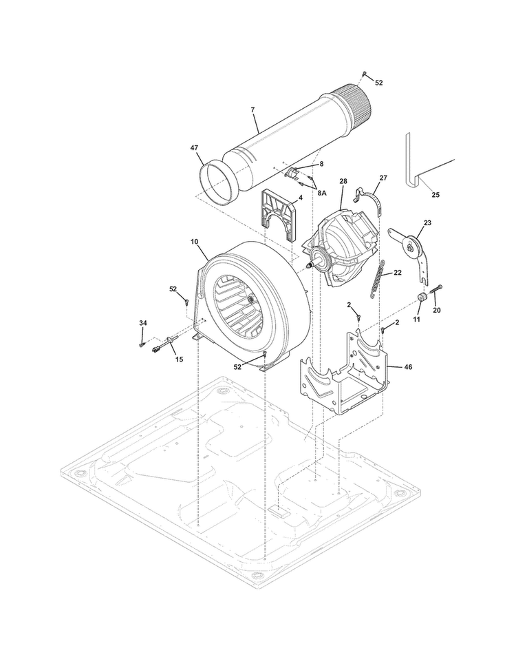 Motor Diagram and Parts List for EIMED6CLSS0  Electrolux Dryer