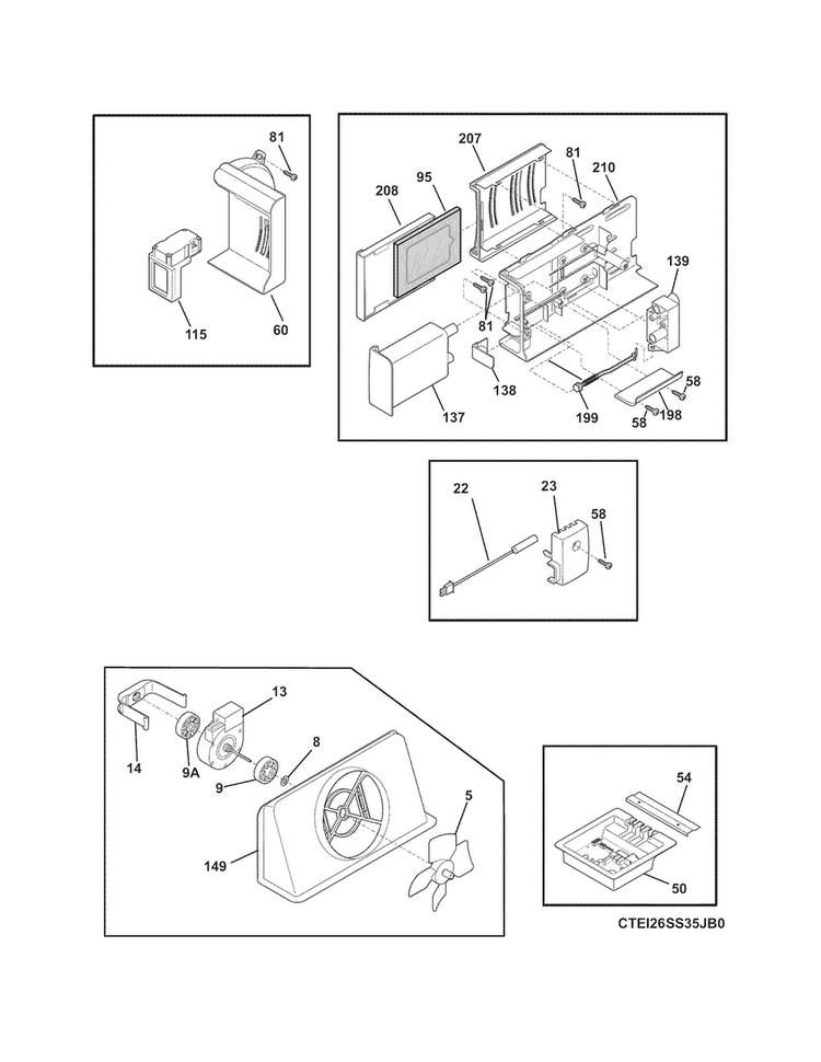 Controls Diagram and Parts List for EI26SS30JS5  Electrolux Refrigerator