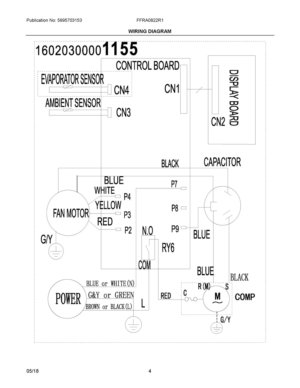 Wiring Diagram Diagram and Parts List for FFRA0822R12  Frigidaire Air Conditioner