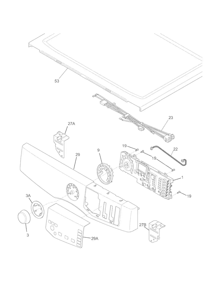 Controls/top Diagram and Parts List for FASG7074NW2  Frigidaire Dryer