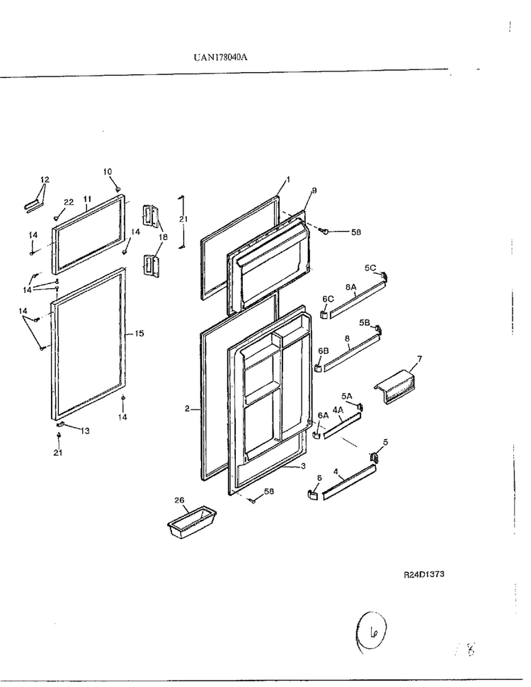 Top Mount Refrigerator Page 6 Diagram and Parts List for 178040A  Frigidaire Refrigerator