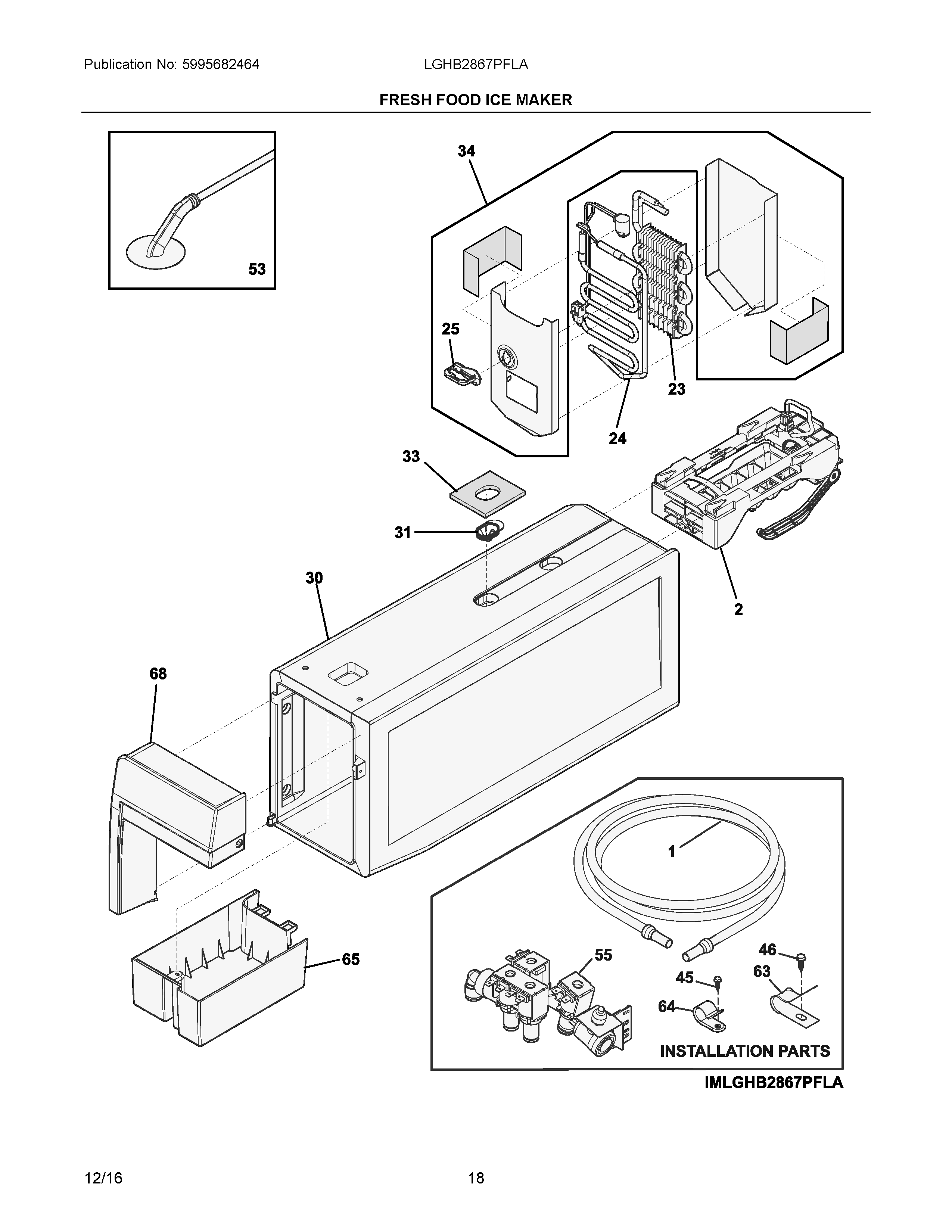 09 - FRESH FOOD ICE MAKER Diagram and Parts List for LGHB2867PFLA  Frigidaire Refrigerator