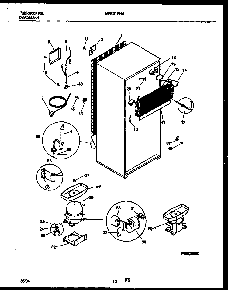 SYSTEM AND AUTOMATIC DEFROST PARTS Diagram and Parts List for MRT21PNAW0  Frigidaire Refrigerator