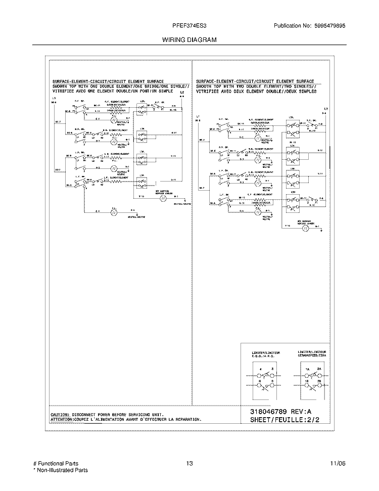 WIRING DIAGRAM Diagram and Parts List for PFEF374ES3  Frigidaire Wall Oven
