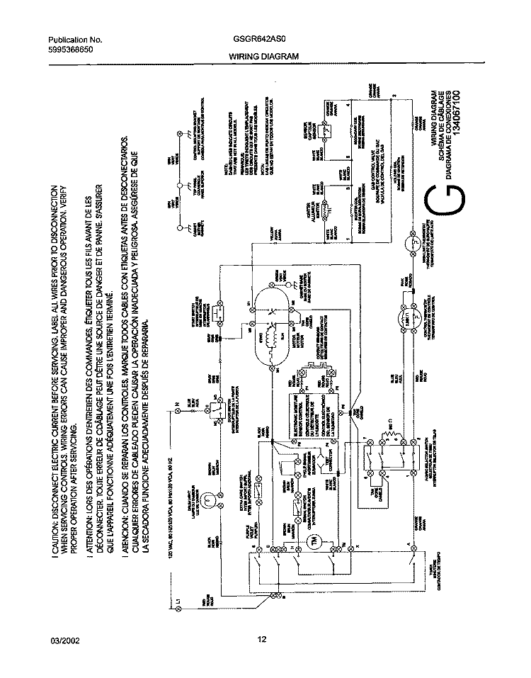 134067100 WIRING DIAGRAM Diagram and Parts List for GSGR642AS0  Frigidaire Dryer