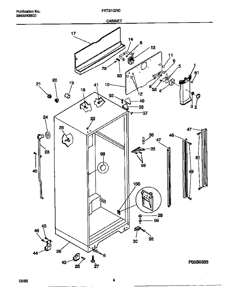 CABINET Diagram and Parts List for FRT21QRCD3  Frigidaire Refrigerator
