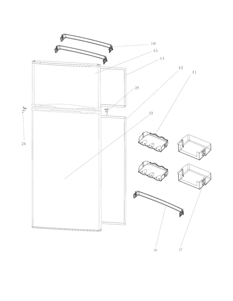 Door Diagram and Parts List for FFPT10F3MV0  Frigidaire Refrigerator