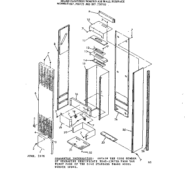 Cabinet Diagram and Parts List for 867736123  Frigidaire Furnace