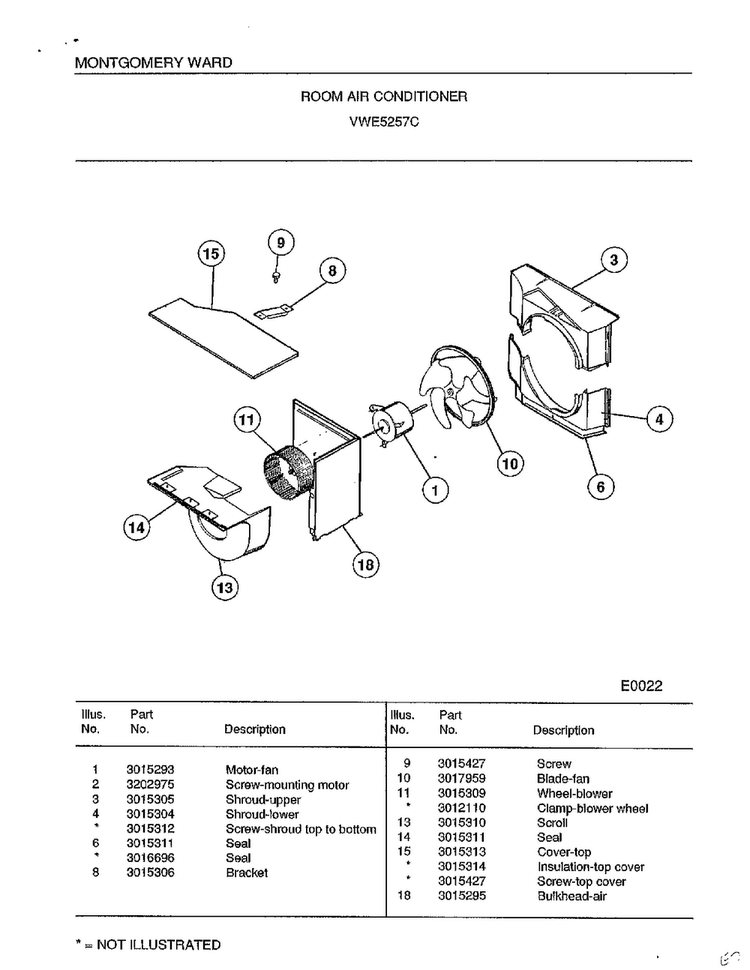 Room Air Conditioner Page 3 Diagram and Parts List for 5257C  Frigidaire Air Conditioner