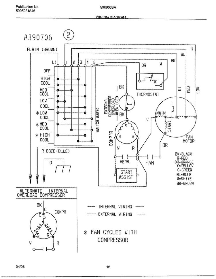 Wiring Diagram Diagram and Parts List for 5069008A  Frigidaire Air Conditioner