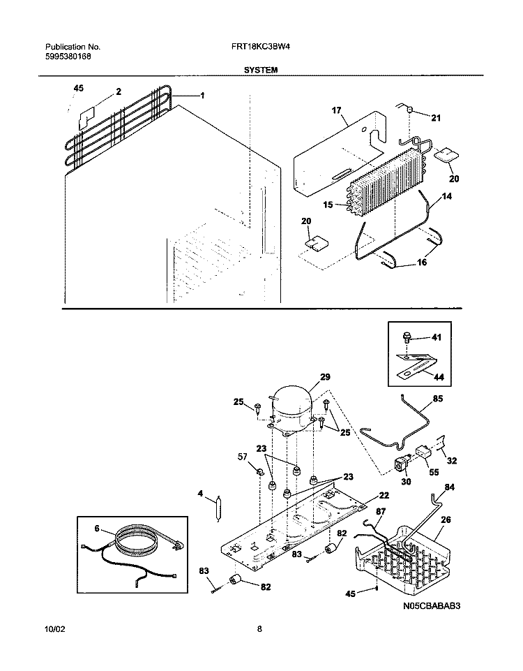 SYSTEM Diagram and Parts List for FRT18KC3BW4  Frigidaire Refrigerator
