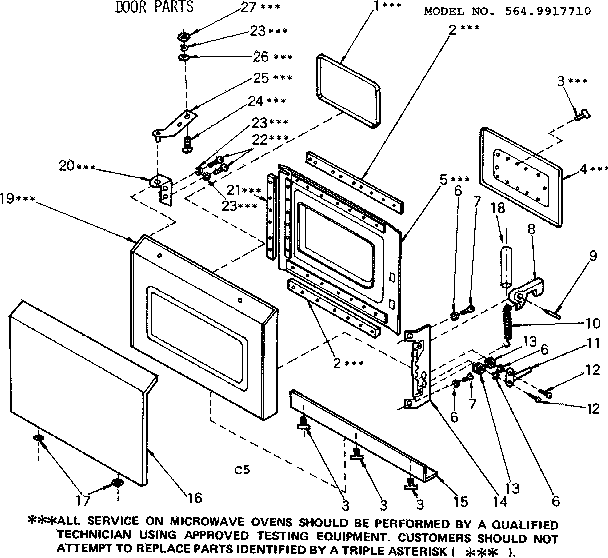 Cabinet Parts Diagram and Parts List for 5649917710  Kenmore Microwave