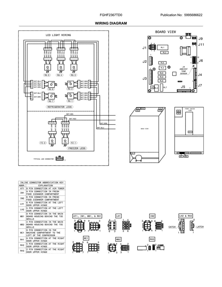 Wiring Diagram Diagram and Parts List for FGHF2367TD0  Frigidaire Refrigerator