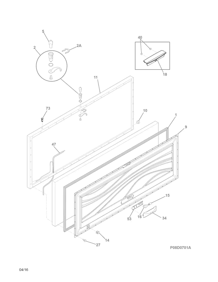 Door Diagram and Parts List for FFFC22M6QWD  Frigidaire Freezer