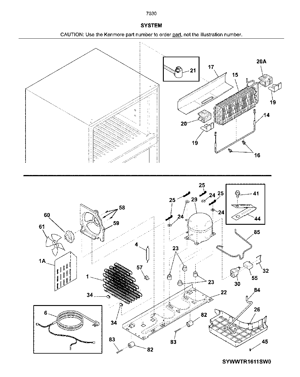 System Diagram and Parts List for 25370302613  Kenmore Refrigerator