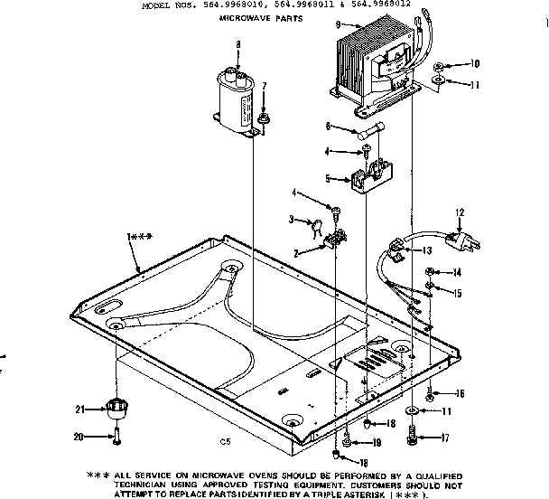 Microwave Parts Diagram and Parts List for 5649968010  Kenmore Microwave