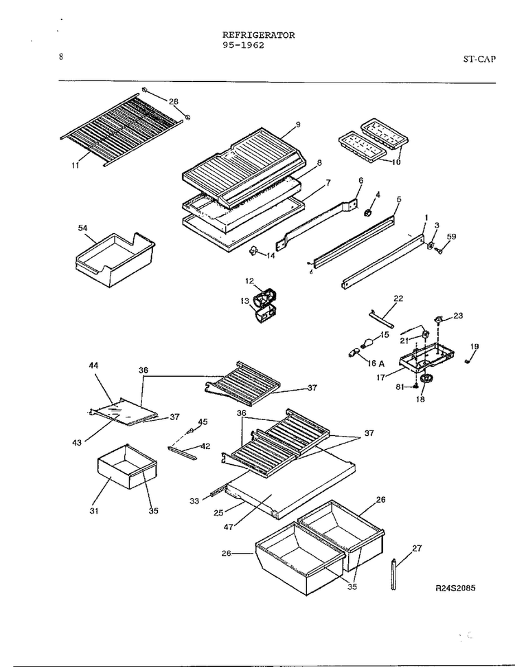 Electrical Equipment Page 7 Diagram and Parts List for 95-1962  Frigidaire Refrigerator