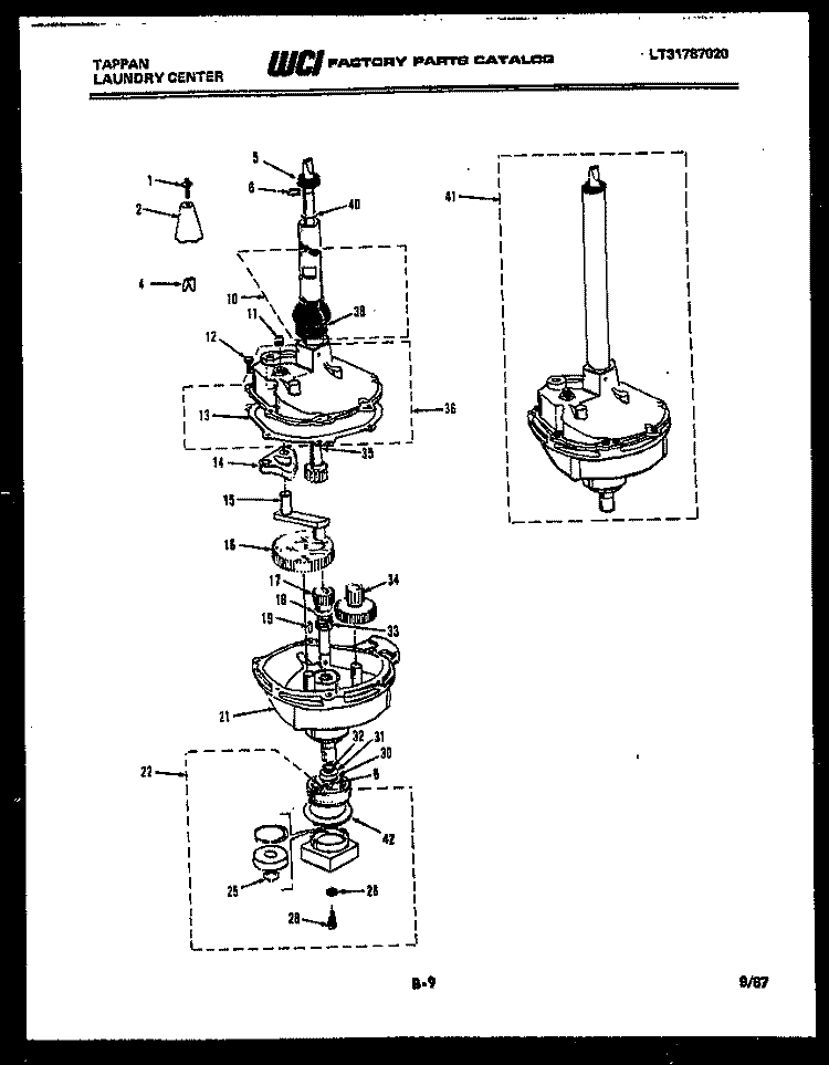 TRANSMISSION PARTS Diagram and Parts List for 44-2417-00-01  Tappan Washer Dryer Combo