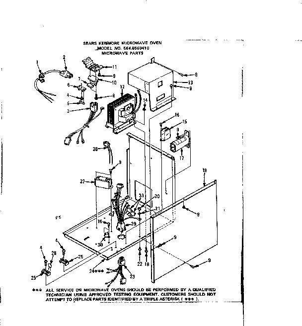 Microwave Parts Diagram and Parts List for 5648568410  Kenmore Microwave