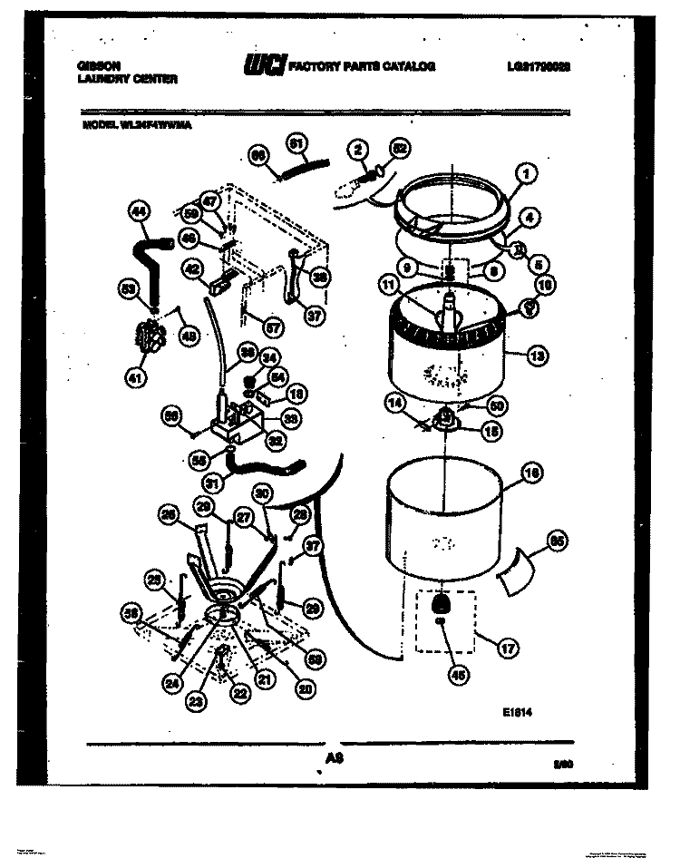 TUB AND WATER INLET Diagram and Parts List for WL24F4WWMA  Gibson Washer