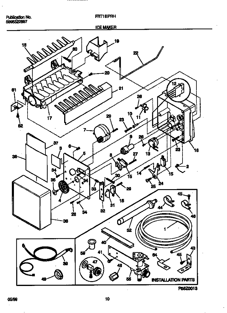 ICE MAKER Diagram and Parts List for FRT18PRHW0  Frigidaire Refrigerator