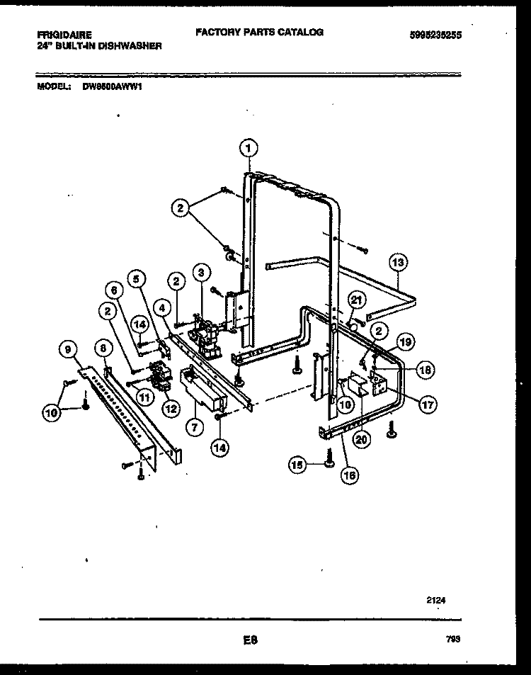 POWER DRY AND MOTOR PARTS Diagram and Parts List for DW8500AWW1  Frigidaire Dishwasher