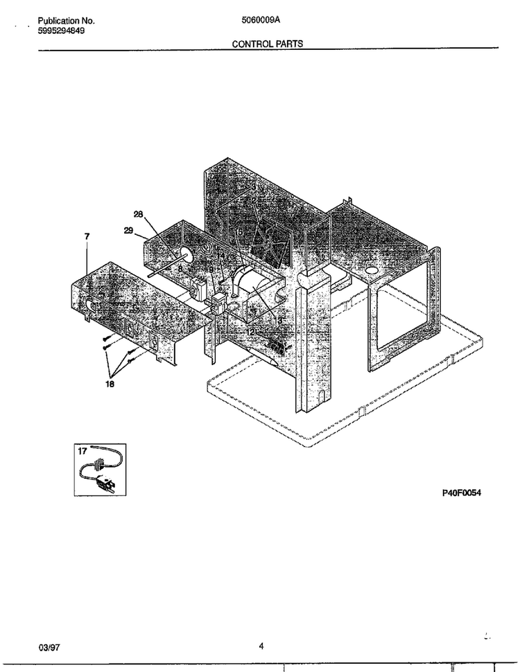 Control Parts Diagram and Parts List for 5060009  Frigidaire Air Conditioner