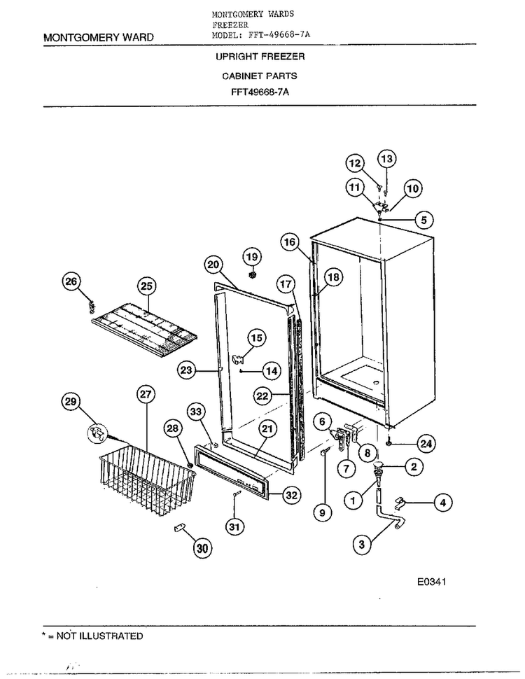 Cabinet Parts Diagram and Parts List for 49668-7A  Frigidaire Freezer
