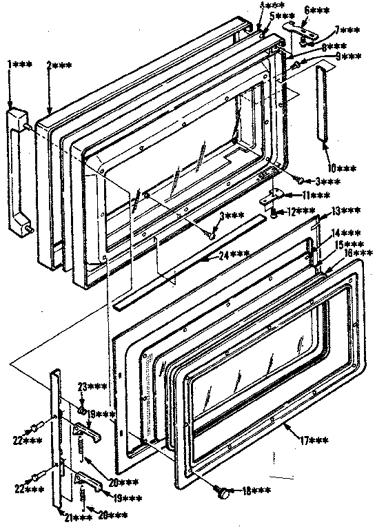 Door Diagram and Parts List for 5648568511  Kenmore Microwave