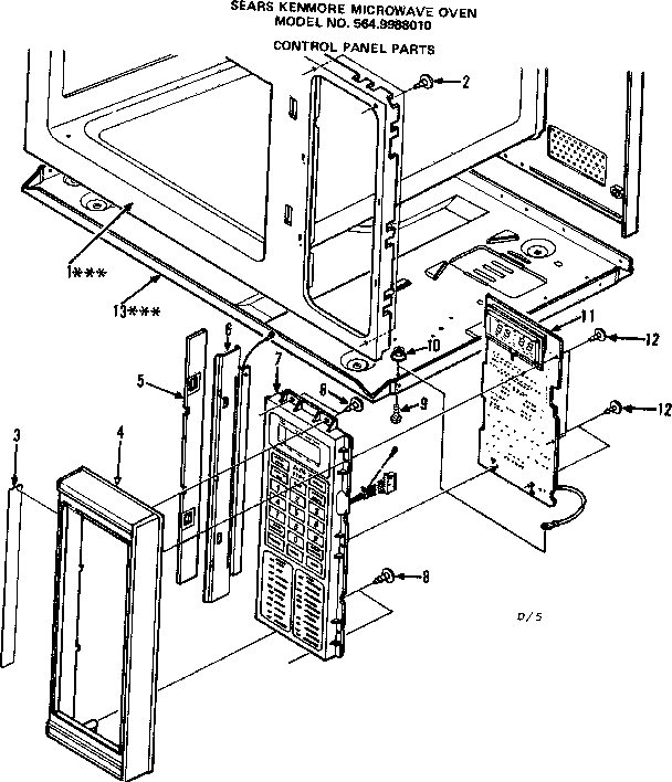 Control Panel Parts Diagram and Parts List for 5649988010  Kenmore Microwave