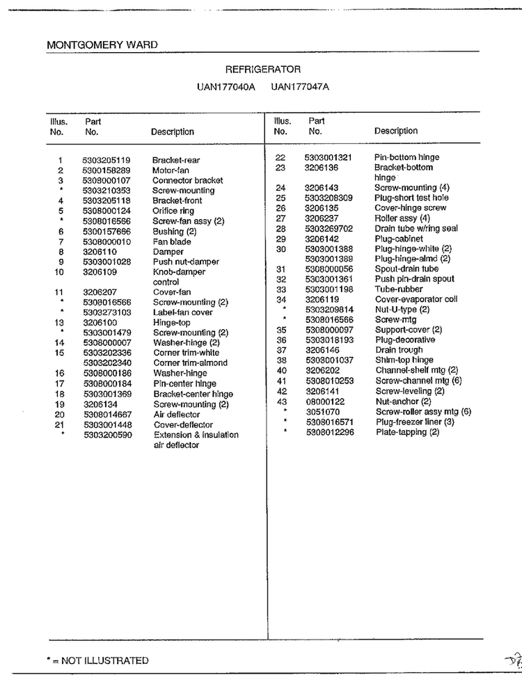 Refrigerator Page 4 Diagram and Parts List for 177040A  Frigidaire Refrigerator