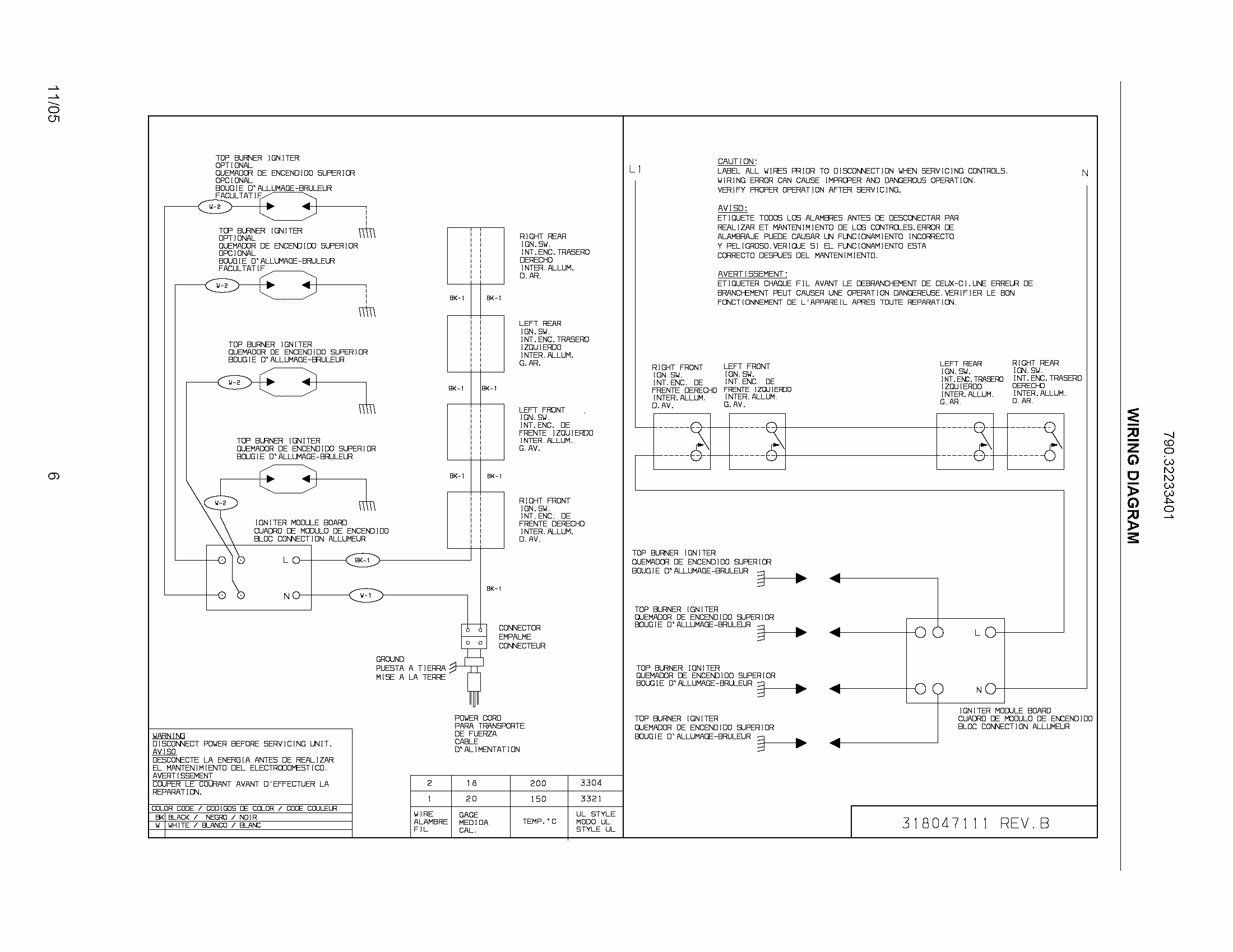 Wiring Diagram Diagram and Parts List for 79032233401  Kenmore Cooktop